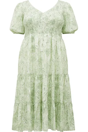 Forever New Carolina Curve Tiered Midi Dress Evergreen Paisley