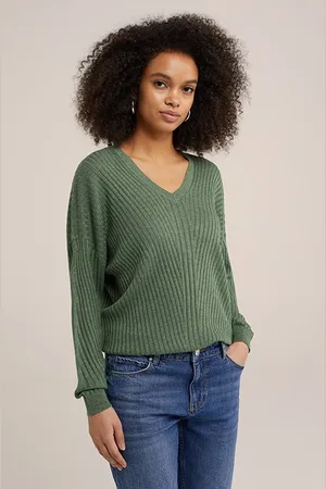 WE Fashion Knitted Pullover Dark Green