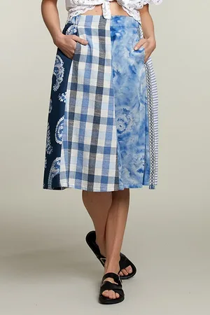 River Woods Blue Patchwork Skirt