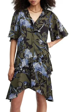 AllSaints Meagan Batu Dress Deep Khaki Green