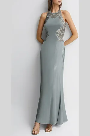 Reiss Fern-metallic Maxi Dress Silver