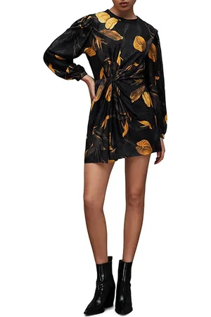 AllSaints Jemima Aretha Dress Black Gold