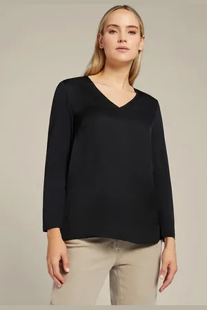 Elena Miro T-shirt In Two Eco-viscose Fabrics Black
