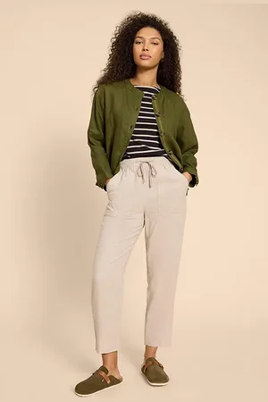 White Stuff Adele Linen Jacket Dark Green