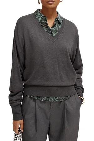 Scotch&Soda Relaxed V-neck Pullover Charcoal Melange