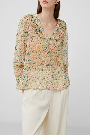 French Connection Aleezia Hallie Crinkle Shirt Green