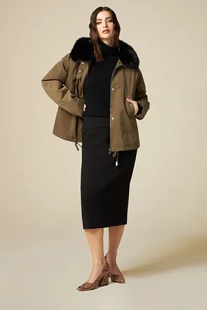 Oltre Crepe Fabric Pencil Skirt Black