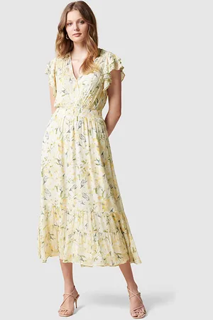 Forever New Jenny Metallic Tiered Midi Dress Summer Tulip