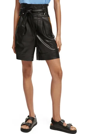 Scotch&Soda Longer Length Faux Leather Paperbag Short Black