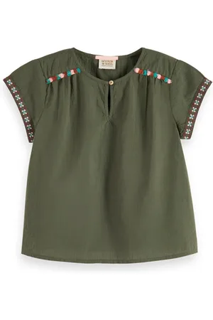 Scotch&Soda Neon Pop Embroidered Short-sleeved Top Seaweed Green