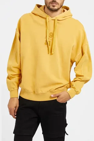 Guess GUESS Rib Insert Hoodie Sweatshirt Gold Flake