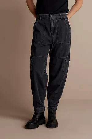 Summum Woman Denim Cargo Pants Maritas Light Weight Denim Black Denim