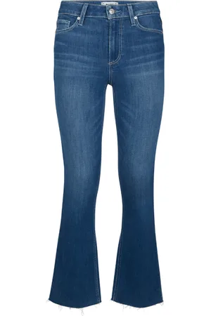 Paige Colette Crop Flare Raw Hem Hydrangea Distressed