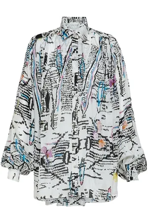 FORTE FORTE Forte Forte "good Vibes" Print Co/se Silk Bohemian Shirt Avorio