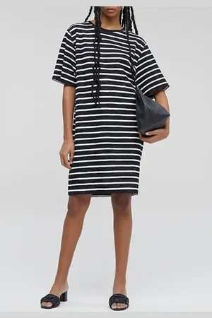 Closed Striped Doubleface Jerseydress Ivory