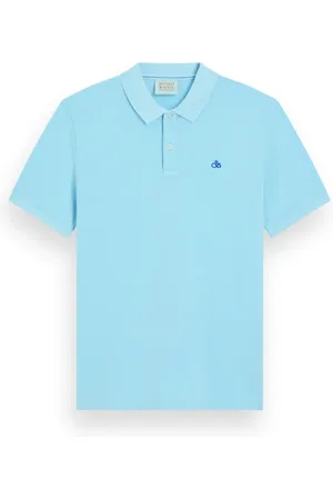 Scotch&Soda Garment Dyed Pique Polo Washed Neon Blue