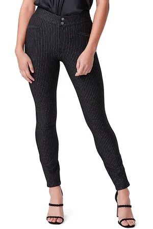 Paige Arella Ponte Pant Black/silver Lurex Pinstripe