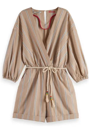Scotch&Soda Short Jumpsuit With Multicolor Embroidery Rope Stripe