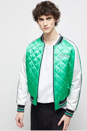 The Kooples Bomber Broderie Flower Skull Green-white