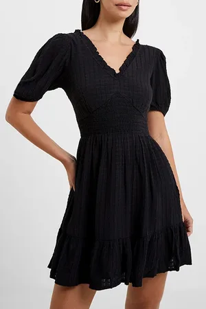 French Connection Birch Puff Sleeve Dress Black
