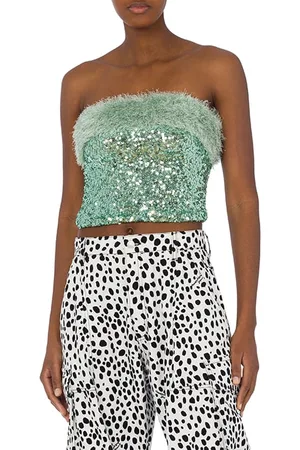 Moschino Crop Top Con Paillettes Green