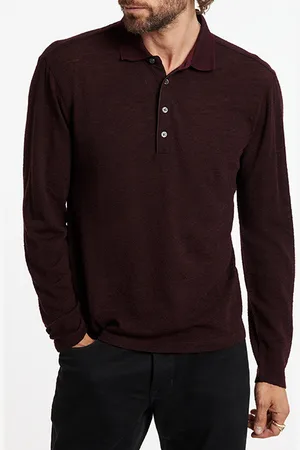 John Varvatos Presidio Easy Fit Ls Polo With Bucle Tex Merlot