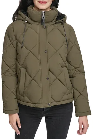 DKNY Zpfrt Diamond Quilt Loden