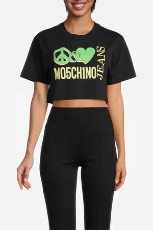 Moschino Cropped Peace & Love Logo T-shirt Black