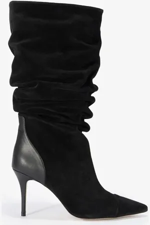French Connection Suede Knee High Boot Black