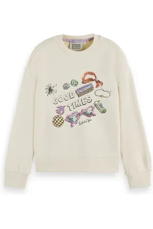 Scotch&Soda Girls Loose-fit Artwork Sweatshirt Ecru