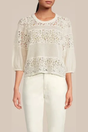Summum Woman Loose Fit Top Lace Mix Top Ivory