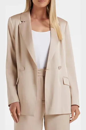 Forever New Alora Satin Tie Co-ord Blazer Silver Cloud