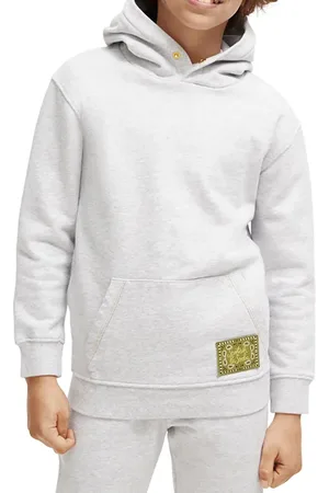 Scotch&Soda Relaxed Fit Artwork Hoodie In Organic Cotton Grey Melange