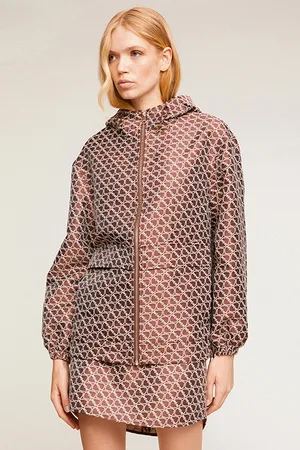 Motivi Double Love Patterned Jacquard Jacket With Hood Natural