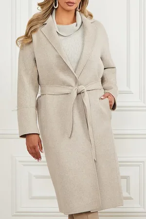 Guess GUESS Maxime Long Coat Light Grey Wrap Multi