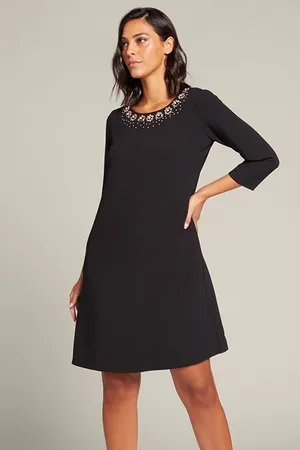 Elena Miro Embroidered Dress Black