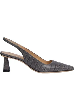By Far Diana Grey Croco Embossed Leather