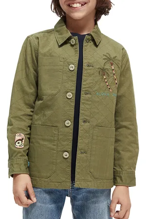 Scotch&Soda Boys Embroidery Artwork Workwear Jacket Military