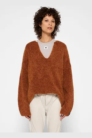 10 days Oversized Sweater Hairy Knit Saddle Brown