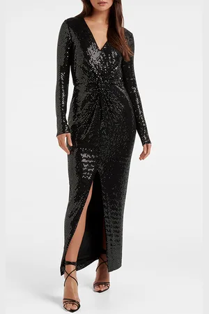 Forever New Larissa Metallic Twist Midi Dress Black And Silver Spot