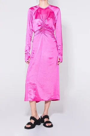 Bimba y Lola Fuchsia Satin Midi Dress