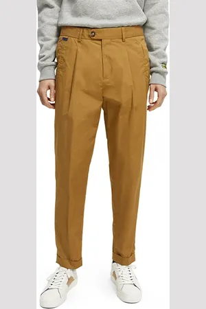 Scotch&Soda Blake - Regular Slim-fit Pleated Stretch-poplin Chino Moon S