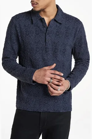 John Varvatos Newport Easy Fit Ls Polo With Flower Jac Marine