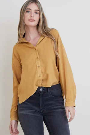 Bella Dahl Long Sleeve High Low Hem Shirt Golden Wheat