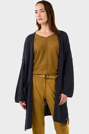 Sandwich Long Open-front Cardigan Night Sky