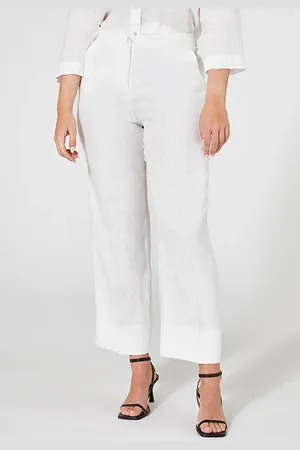 Elena Miro Straight-leg Linen Trousers White