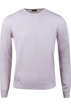 Stenströms Sweater Knitted Crew Neck With Patch Merino Wool Pink