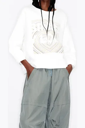 Bimba y Lola Ivory Logo Print Sweatshirt