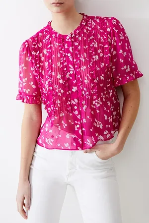French Connection Bonita S/s Ruffle Top Wild Rosa