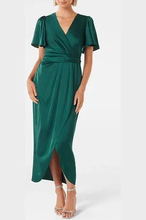 Forever New Estelle Flutter Sleeve Midi Dress Classic Teal